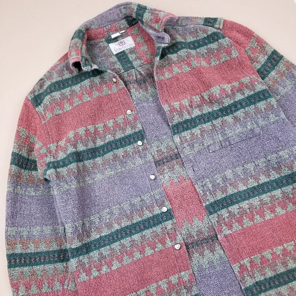 VTG 90's 00's Heavyweight Multicolored Stripes Ind - Picture 9 of 9